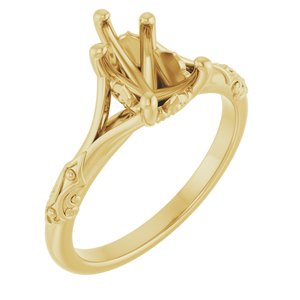 14K Yellow Gold 9x6 mm Pear Solitaire Engagement Ring Mounting
