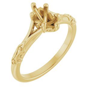 14K Yellow Gold 8x4 mm Marquise Solitaire Engagement Ring Mounting