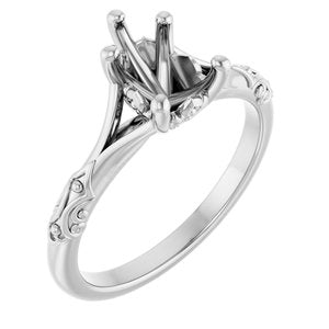 14K White Gold 8x6 mm Pear Solitaire Engagement Ring Mounting