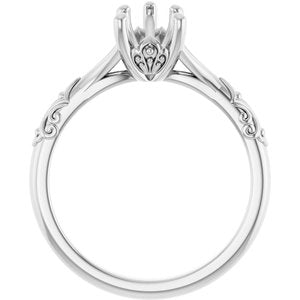 10K White Gold 8x6 mm Pear Solitaire Engagement Ring Mounting