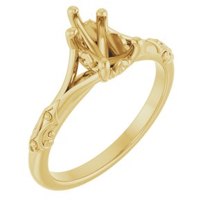 14K Yellow Gold 8x5 mm Pear Solitaire Engagement Ring Mounting