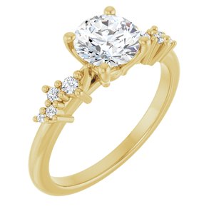 14K Yellow Gold 6.5 mm Round 1/10 CTW Lab-Grown Diamond Semi-Set Engagement Ring
