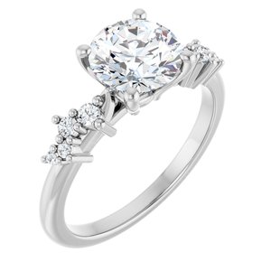 14K White Gold 7.4 mm Round 1/8 CTW Lab-Grown Diamond Semi-Set Engagement Ring