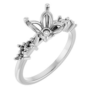 14K White Gold 10x8 mm Oval Engagement Ring Mounting