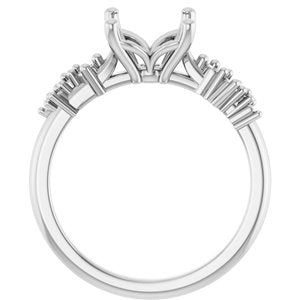 14K White Gold 10x8 mm Oval Engagement Ring Mounting