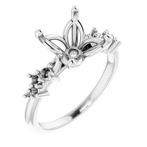 14K White Gold 11x9 mm Oval Engagement Ring Mounting
