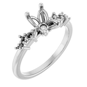 14K White Gold 7x5 mm Emerald Engagement Ring Mounting