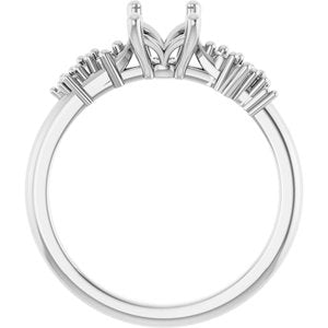 14K White Gold 7x5 mm Emerald Engagement Ring Mounting