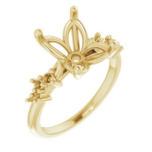 14K Yellow Gold 10x8 mm Emerald Engagement Ring Mounting