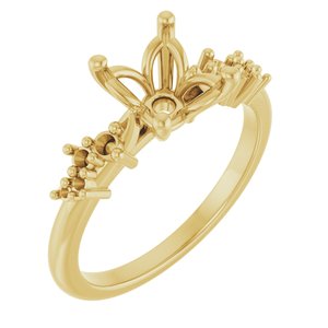 14K Yellow Gold 9x7 mm Oval Engagement Ring Mounting