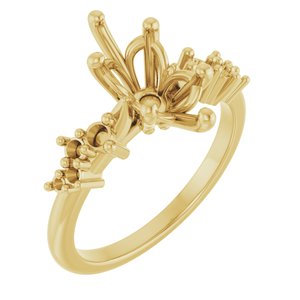 14K Yellow Gold 12x6 mm Marquise Engagement Ring Mounting
