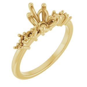 10K Yellow Gold 8x6 mm Pear Engagement Ring Mounting