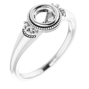 14K White Gold 4.8 mm Round Engagement Ring Mounting