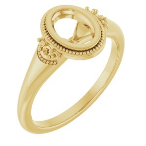 14K Yellow Gold 7x5 mm Oval Engagement Ring Mounting
