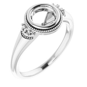 14K White Gold 6 mm Round Engagement Ring Mounting