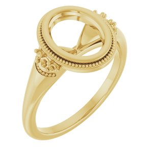 10K Yellow Gold 9x7 mm Oval Engagement Ring Mounting