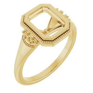 14K Yellow Gold 8x6 mm Emerald Engagement Ring Mounting