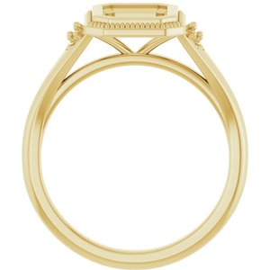 14K Yellow Gold 8x6 mm Emerald Engagement Ring Mounting