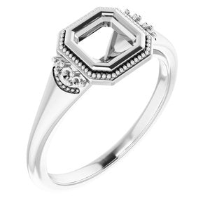 Platinum 5 mm Asscher Engagement Ring Mounting