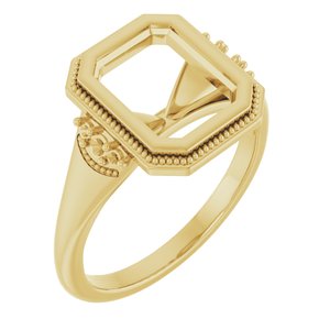 14K Yellow Gold 9x7 mm Emerald Engagement Ring Mounting