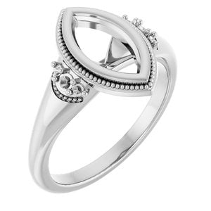 14K White Gold 10x5 mm Marquise Engagement Ring Mounting