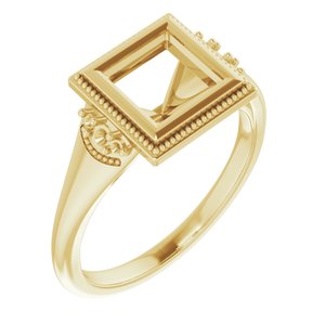 14K Yellow Gold 6 mm Square Engagement Ring Mounting