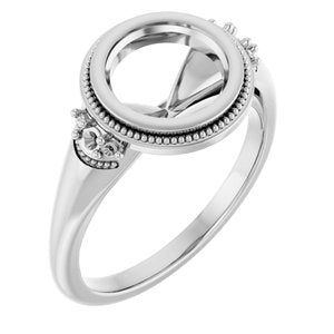 14K White Gold 8 mm Round Engagement Ring Mounting