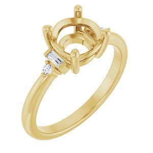 14K Yellow Gold 7.4 mm Round .08 CTW Lab-Grown Diamond Semi-Set Engagement Ring