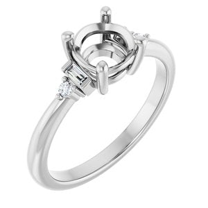 14K White Gold 6.5 mm Round .07 CTW Lab-Grown Diamond Semi-Set Engagement Ring