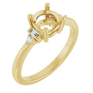 14K Yellow Gold 6.5 mm Round .07 CTW Lab-Grown Diamond Semi-Set Engagement Ring