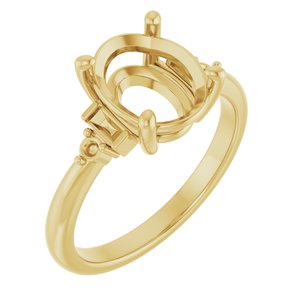 10K Yellow Gold 10x8 mm Oval Engagement Ring Mounting