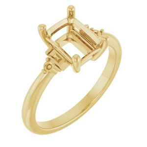 14K Yellow Gold 8x6 mm Emerald Engagement Ring Mounting