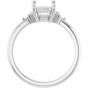 14K White Gold 8x6 mm Emerald Engagement Ring Mounting