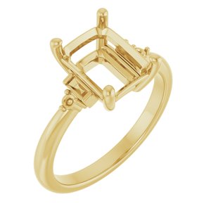 14K Yellow Gold 9x7 mm Emerald Engagement Ring Mounting