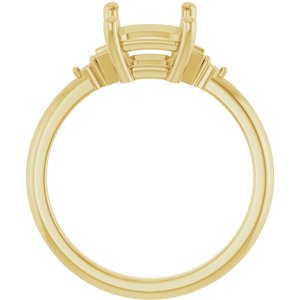 14K Yellow Gold 9x7 mm Emerald Engagement Ring Mounting
