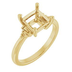 14K Yellow Gold 7 mm Square Engagement Ring Mounting