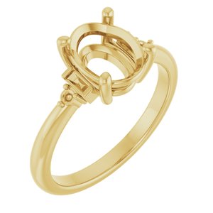 14K Yellow Gold 9x7 mm Oval Engagement Ring Mounting