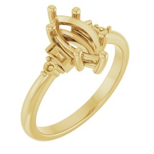 14K Yellow Gold 10x5 mm Marquise Engagement Ring Mounting