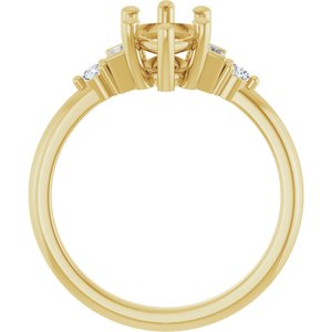 14K Yellow Gold 12x6 mm Marquise 1/6 CTW Lab-Grown Diamond Semi-Set Engagement Ring