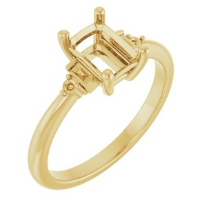 14K Yellow Gold 7x5 mm Emerald Engagement Ring Mounting