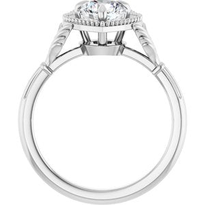 14K White Gold 6.5 mm Round .015 CTW Natural Diamond Semi-Set Claddagh Engagement Ring