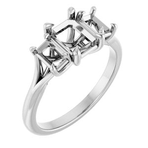 14K White Gold 7x5 mm Emerald Engagement Ring Mounting