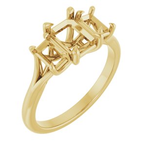14K Yellow Gold 7x5 mm Emerald Engagement Ring Mounting