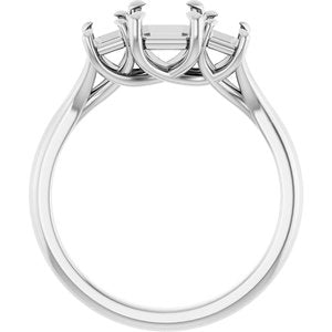 14K White Gold 7x5 mm Emerald Engagement Ring Mounting