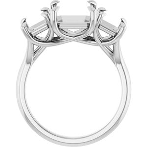 14K White Gold 10x8 mm Emerald Engagement Ring Mounting