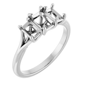 14K White Gold 6x4 mm Emerald Engagement Ring Mounting