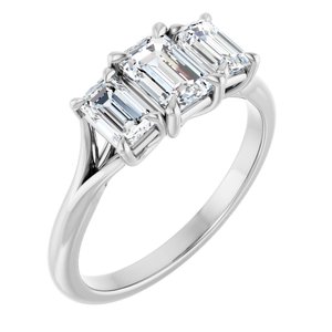 14K White Gold 6x4 mm Emerald 3/4 CTW Lab-Grown Diamond Semi-Set Engagement Ring