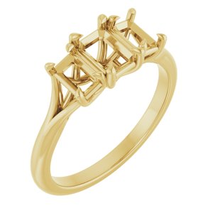 14K Yellow Gold 6x4 mm Emerald Engagement Ring Mounting