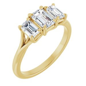 14K Yellow Gold 6x4 mm Emerald 3/4 CTW Lab-Grown Diamond Semi-Set Engagement Ring