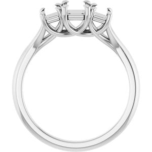 14K White Gold 6x4 mm Emerald Engagement Ring Mounting
